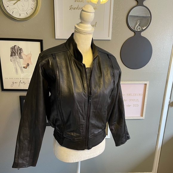 Metro 1 by Superior Vintage Black Leather Bomber Jacket Coat - Picture 15 of 15